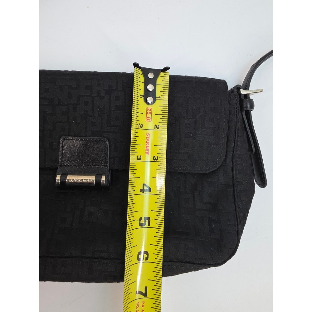 Longchamp Paris Black Monogram Jacquard Shoulder Bag Made in France Baguette - Picture 8 of 8